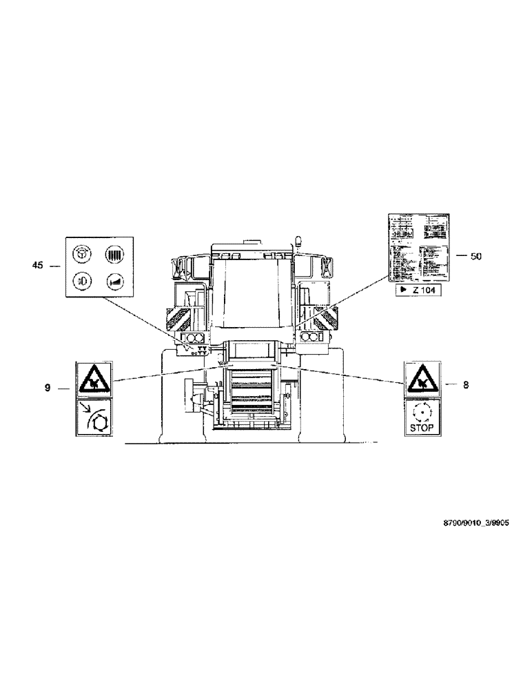 Схема запчастей Case IH 8790 - (223) - LETTERING (90) - PLATFORM, CAB, BODYWORK AND DECALS