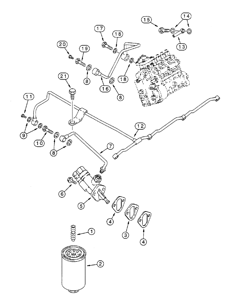 Схема запчастей Case IH 8825HP - (10-62) - FUEL FILTER AND TRANSFER PUMP, 4T-390 EMISSIONS CERTIFIED ENGINE (03) - FUEL SYSTEM