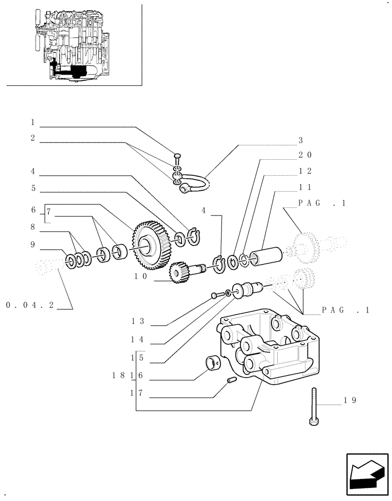 Схема запчастей Case IH JX80U - (0.10.5[02]) - DYNAMIC BALANCER, GEARS & SHAFTS (01) - ENGINE