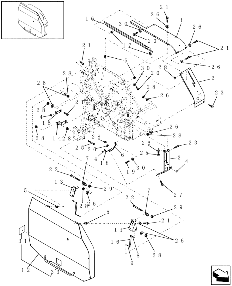 Схема запчастей Case IH RB554 - (08.35) - SHIELDS, RH (08) - SHEET METAL/DECALS