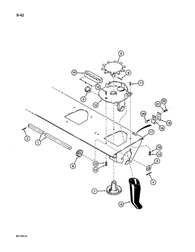 Схема запчастей Case IH 8600 - (9-042) - FERTILIZER FEED PARTS, UNITS WITH 9 INCH ROW SPACING (09) - CHASSIS/ATTACHMENTS