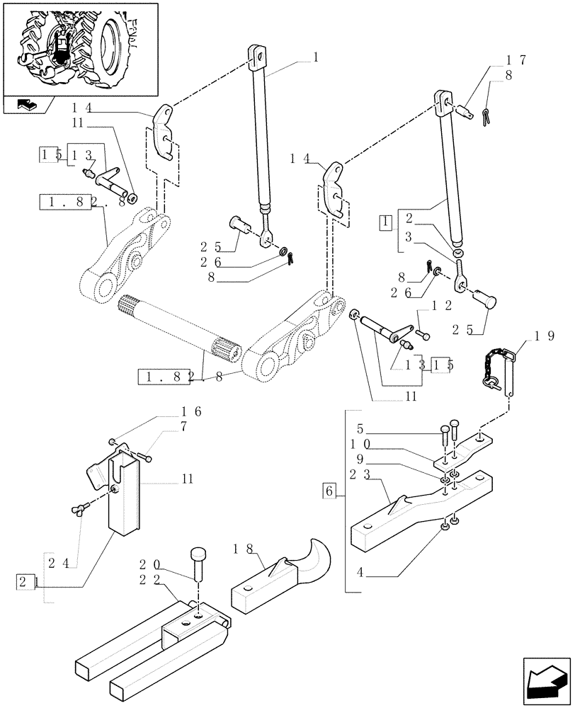 Схема запчастей Case IH PUMA 165 - (1.89.3[02]) - (VAR.248) HYDRAULIC AUTO PICK-UP HITCH WITH DRAWBAR (09) - IMPLEMENT LIFT