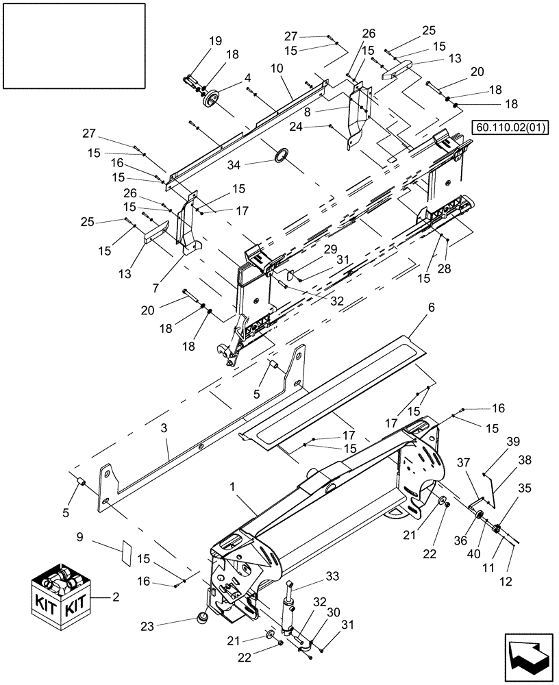 Схема запчастей Case IH 9010 - (60.110.03) - LATERAL TILT FEEDER ADAPTER - 9010 (60) - PRODUCT FEEDING