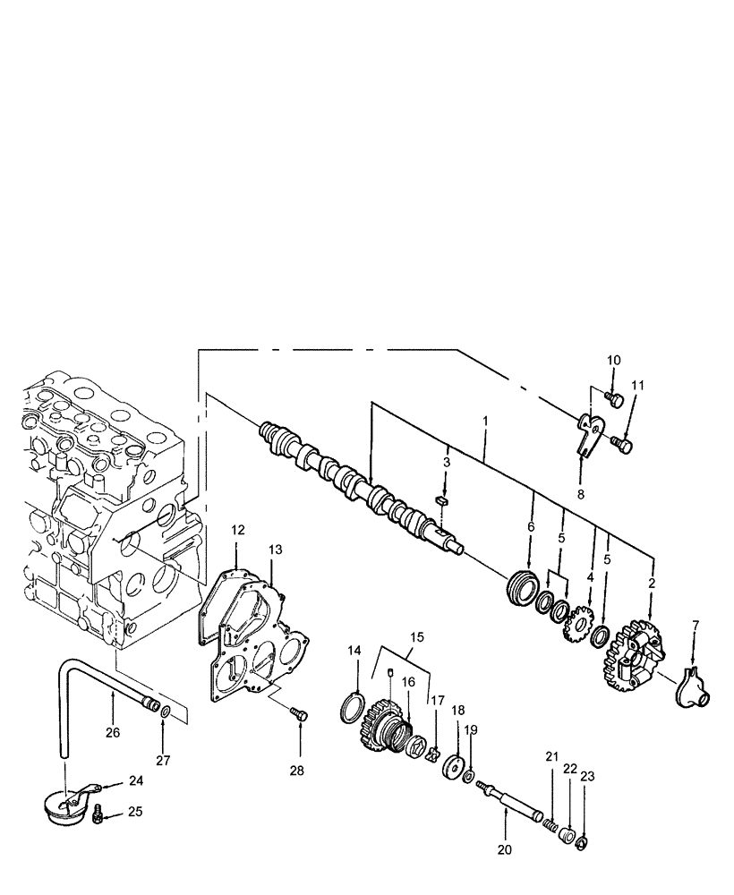 Схема запчастей Case IH DX23 - (01.03) - CAMSHAFT & OIL PUMP (01) - ENGINE