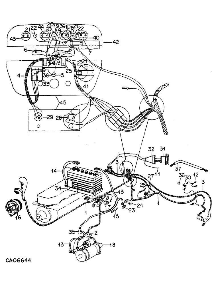 Схема запчастей Case IH 674 - (08-08) - ELECTRICAL, BASIC TRACTOR WIRING, CARBURETED ENGINE TRACTORS, SERIAL NO. 108105 AND ABOVE (06) - ELECTRICAL