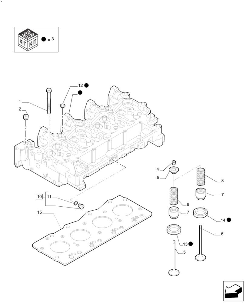 Схема запчастей Case IH FARMALL 110A - (10.101.AA[01]) - CYLINDER HEAD 4 CYL. (10) - ENGINE