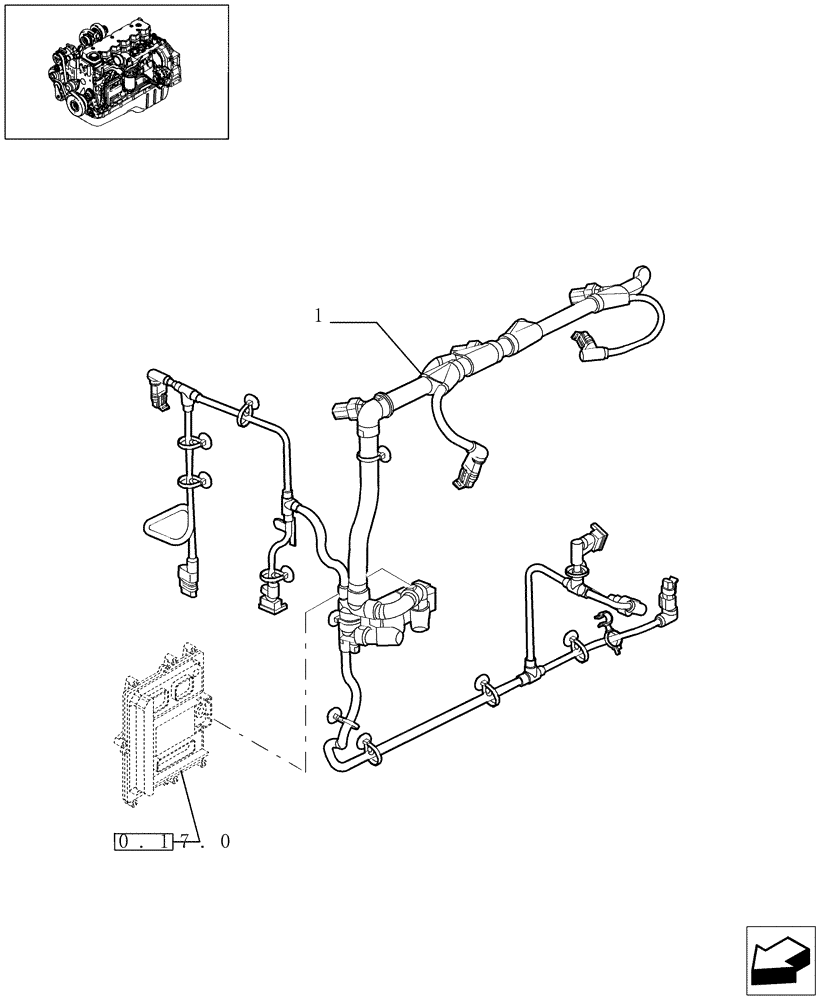 Схема запчастей Case IH F4HE9684D J102 - (0.17.3[01]) - MOTOR ELECTRIC INSTALLATION (504092213) 