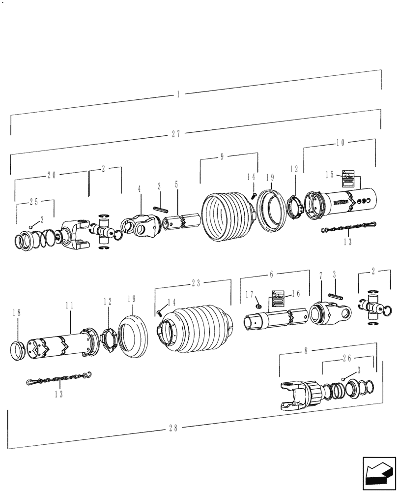 Схема запчастей Case IH 3016 - (58.100.03) - POWER TAKE OFF, 15 HEADERS (58) - ATTACHMENTS/HEADERS