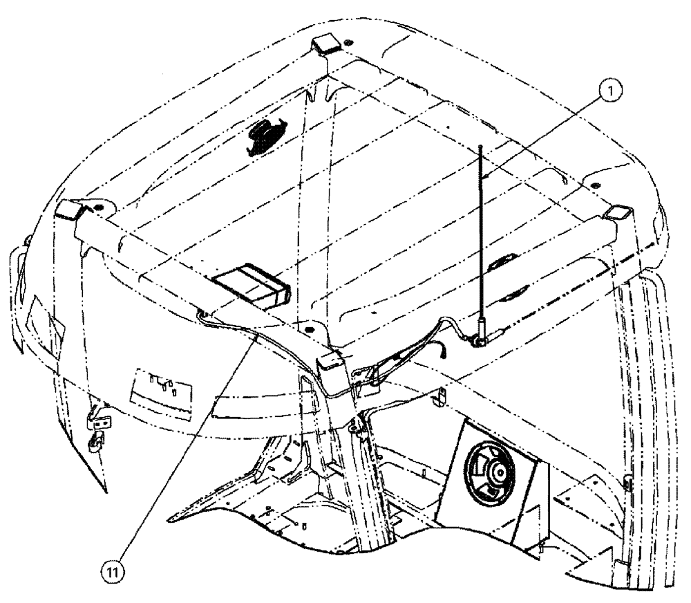 Схема запчастей Case IH SPX4260 - (01-002[01]) - DELUXE RADIO & SPEAKERS Cab Interior