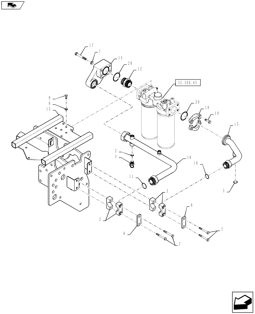 Схема запчастей Case IH STEIGER 350 - (35.300.02[06]) - HYDRAULIC OIL FILTER FILTER SUPPORT, & PLUMBING, HIGH FLOW - WHEELED (35) - HYDRAULIC SYSTEMS