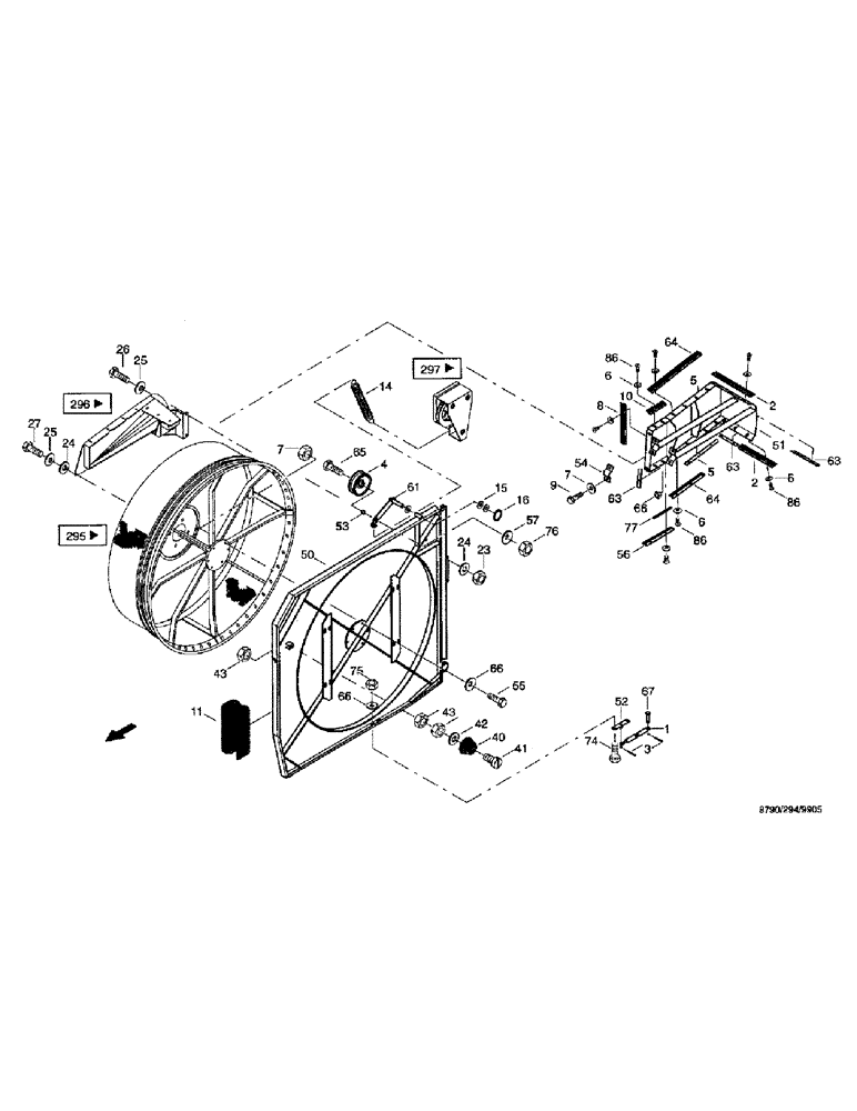 Схема запчастей Case IH 8790 - (056) - RADIATOR SYSTEM, RADIATOR HOUSING DOOR (10) - ENGINE