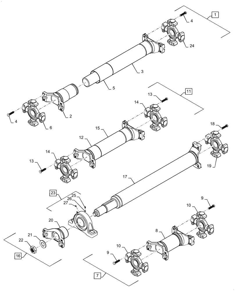 Схема запчастей Case IH STEIGER 335 - (06-11) - DRIVE SHAFT ASSEMBLY, WITH ACCUSTEER (06) - POWER TRAIN