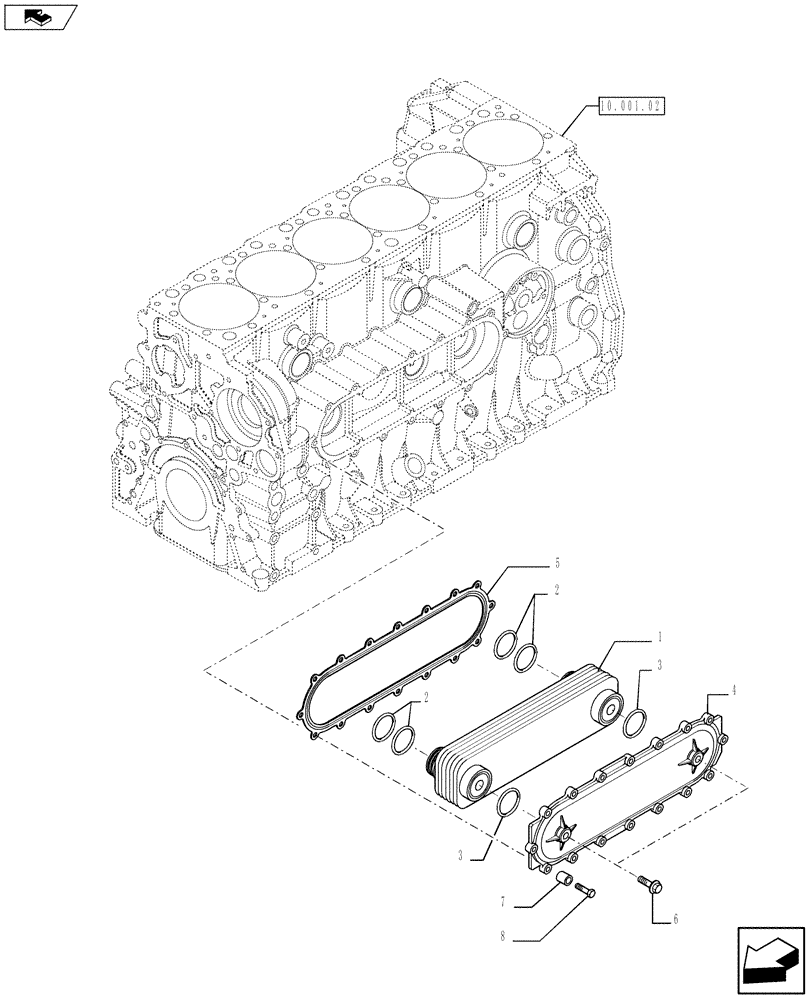 Схема запчастей Case IH 635 - (10.408.01) - HEAT EXCHANGER (10) - ENGINE