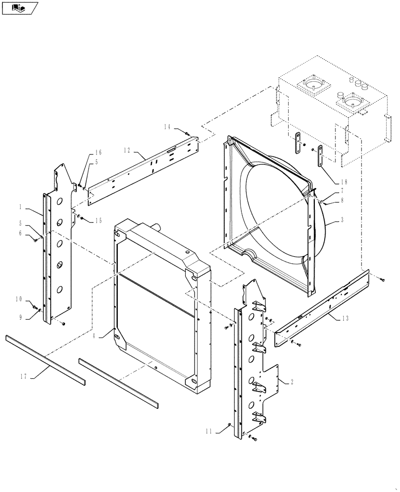 Схема запчастей Case IH 4420 - (03-032) - RADIATOR MOUNT AND SHROUD (01) - ENGINE