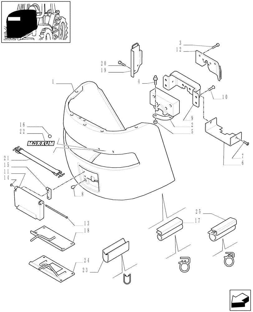 Схема запчастей Case IH MXU135 - (1.83.0[02]) - HOOD (08) - SHEET METAL