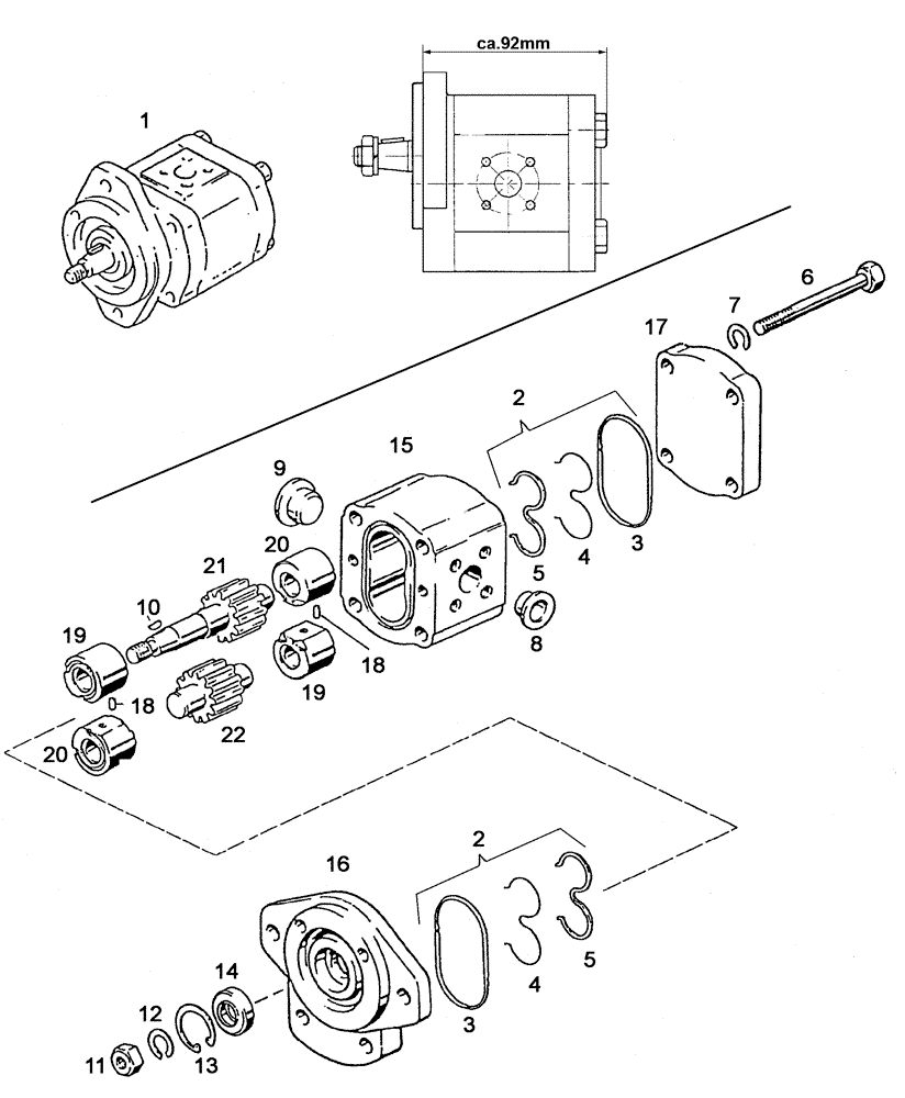 Схема запчастей Case IH C55 - (02-31[01]) - HYDRAULIC PUMP - DISASSEMBLED (02) - ENGINE