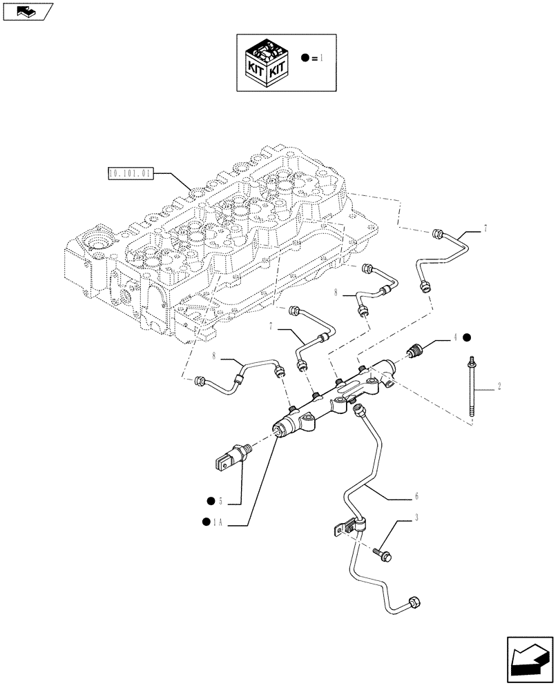 Схема запчастей Case IH F4DFE413B A002 - (10.218.03) - INJECTION EQUIPMENT - PIPING (2859254) (10) - ENGINE