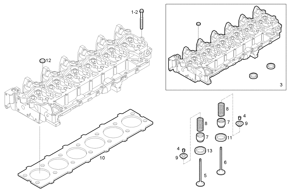 Схема запчастей Case IH F4GE0684C D600 - (0610.014) - CYLINDER HEAD 