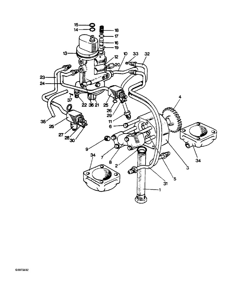 Схема запчастей Case IH 1212 - (6-53A) - CONTROL VALVES, PUMP AND PIPES, 1212, 1212G, 1212Q AND 1212SK TRACTORS (06) - POWER TRAIN