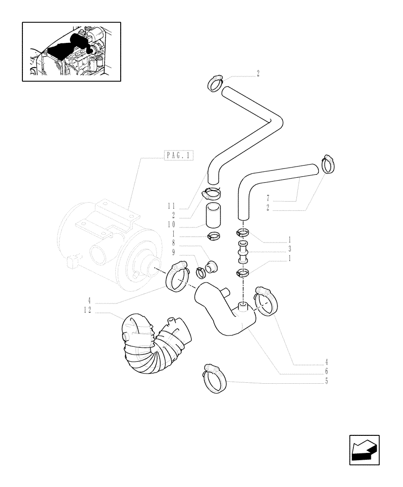 Схема запчастей Case IH MXM130 - (1.19.1[02]) - DRY AIR FILTER - PIPES (02) - ENGINE EQUIPMENT