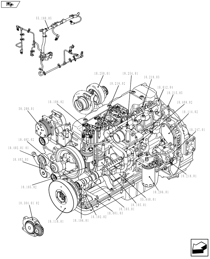 Схема запчастей Case IH F4HFE613V A003 - (10.000.01[01]) - PICTORIAL OVERVIEW 1/2 - ENGINE (84169139) (10) - ENGINE