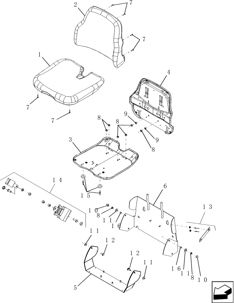 Схема запчастей Case IH 7010 - (90.120.04) - SEAT COMPONENTS, INSTRUCTIONAL (90) - PLATFORM, CAB, BODYWORK AND DECALS