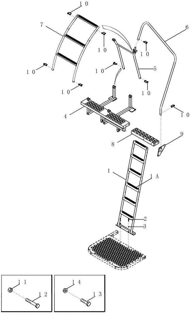 Схема запчастей Case IH CPX610 - (09F-08) - STEPS LADDERS - BASKET LID (12) - CHASSIS