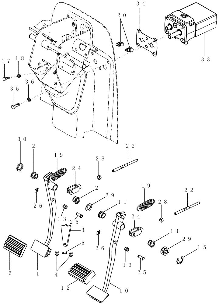 Схема запчастей Case IH MX210 - (07-01) - BRAKES - PEDAL BRAKE (07) - BRAKES