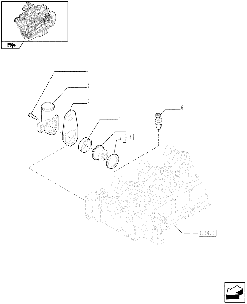 Схема запчастей Case IH F4GE9684R J602 - (0.32.6) - THERMOSTAT - ENGINE COOLING SYSTEM (2853130 - 2858049 - 2852156) 