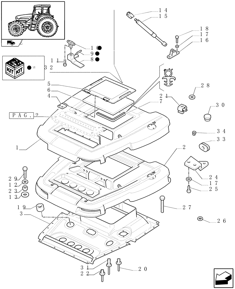 Схема запчастей Case IH FARMALL 105U - (1.94.0[01A]) - CAB WITH ESCAPE HATCH - CAB, ROOF, OPENING AND INTERNAL TRIMMING - W/CAB - D6500 (10) - OPERATORS PLATFORM/CAB