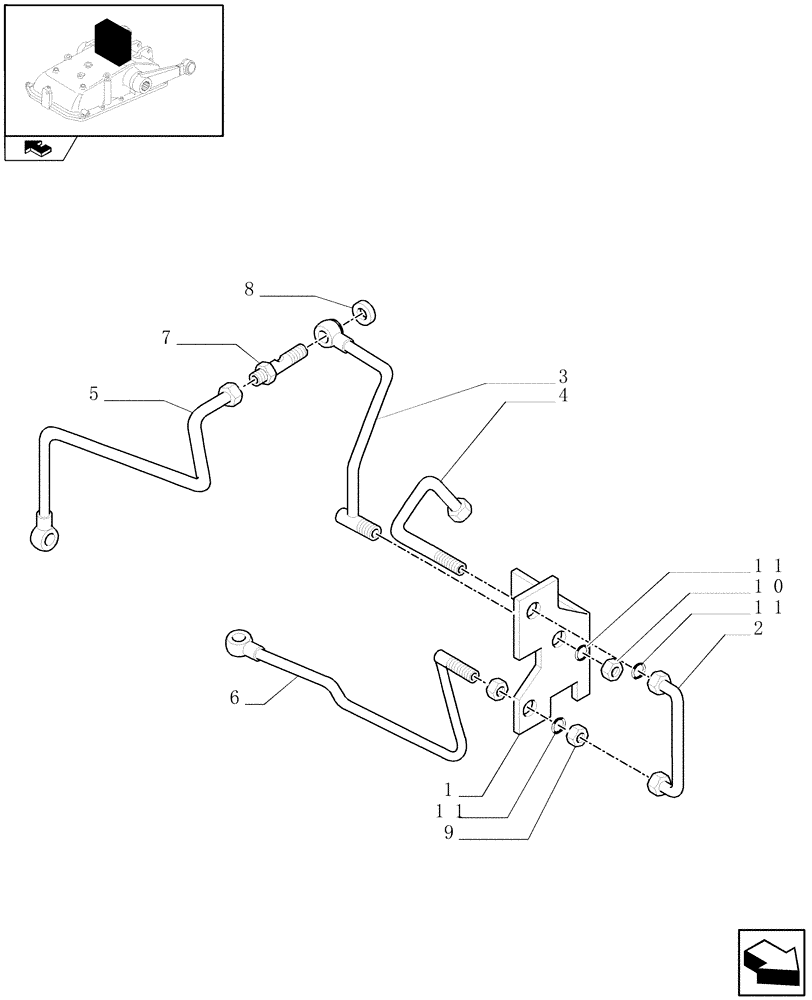 Схема запчастей Case IH FARMALL 60 - (1.82.7/06) - MID-MOUNT VALVES HYDRAULIC CONNECTION FOR REMOTES WITH FLOW CONTROL (VAR.336560) (07) - HYDRAULIC SYSTEM