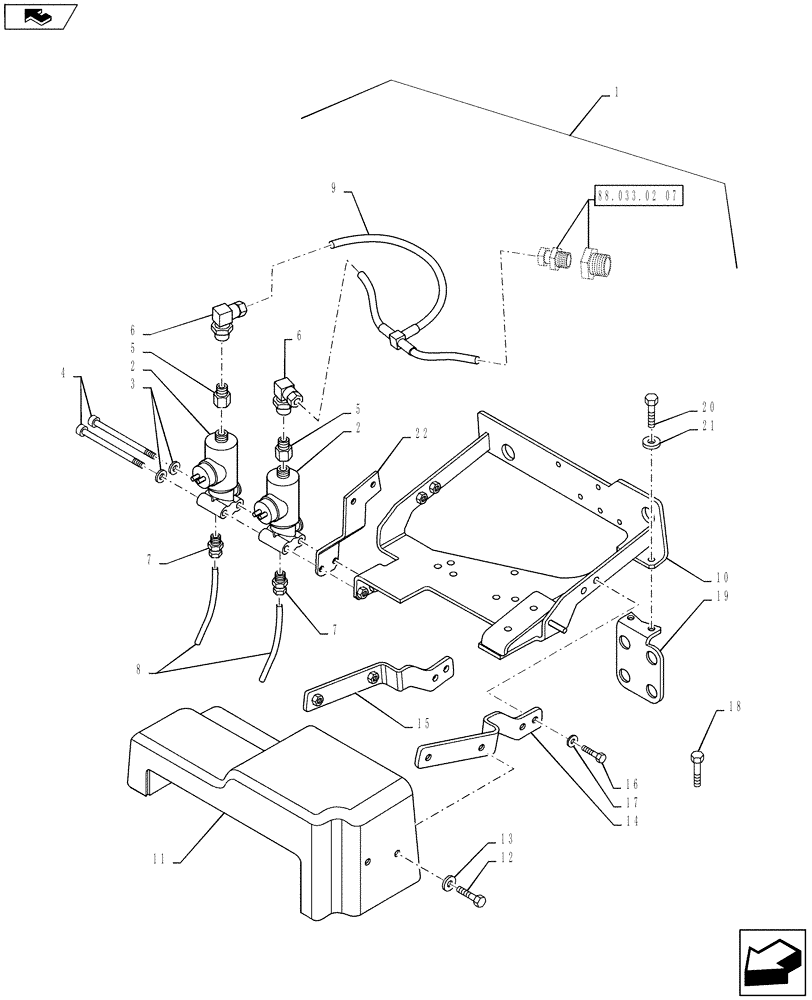 Схема запчастей Case IH PUMA 130 - (88.033.02[08]) - DIA KIT, PNEUMATIC TRAILER BRAKE (UNIVERSAL) - CONTROL VALVE AND RELEVANT PARTS (88) - ACCESSORIES