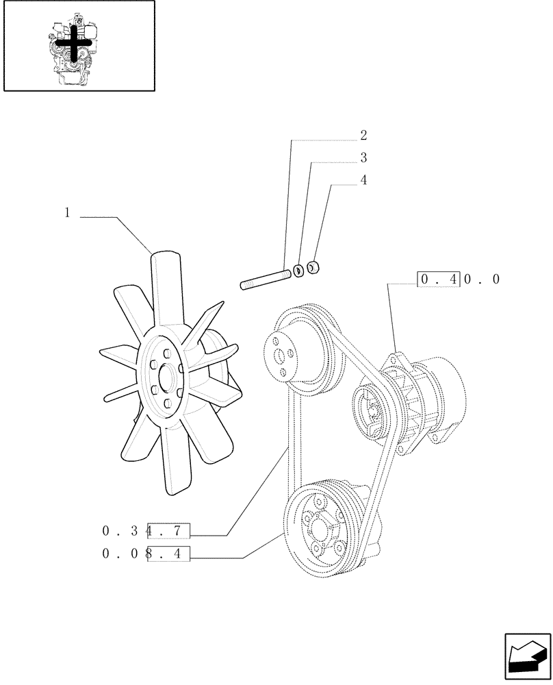 Схема запчастей Case IH JX90U - (0.34.7/01) - (VAR.174) FAN VISCOSTATIC JOINT (01) - ENGINE