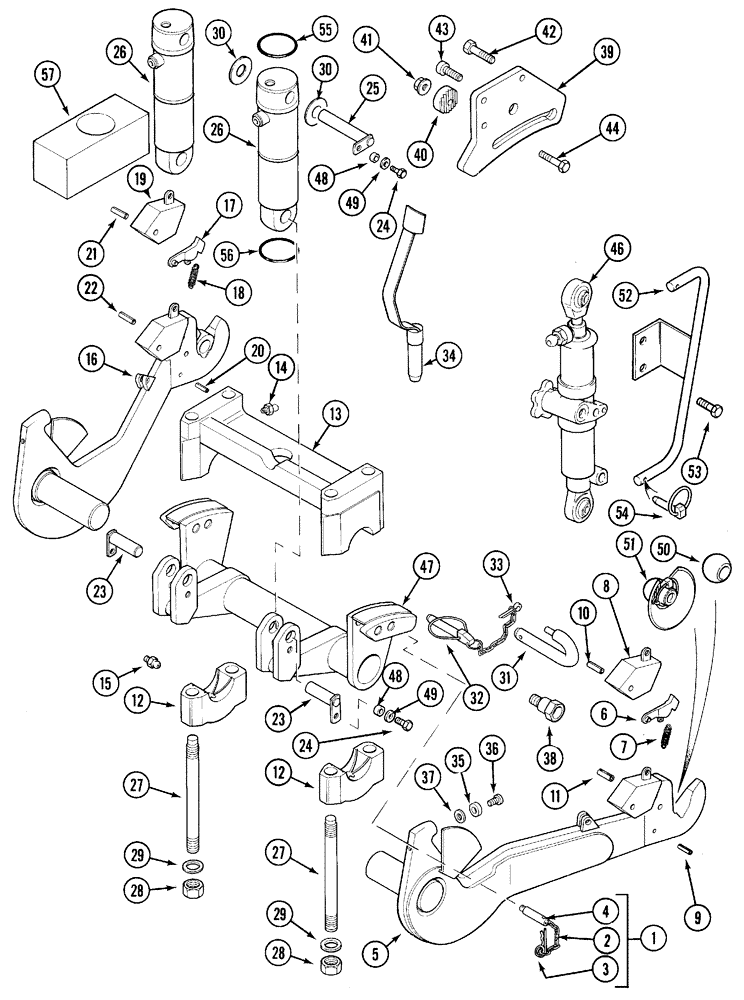 Схема запчастей Case IH 5240 - (9-028) - HITCH, 3 POINT FRONT (09) - CHASSIS/ATTACHMENTS