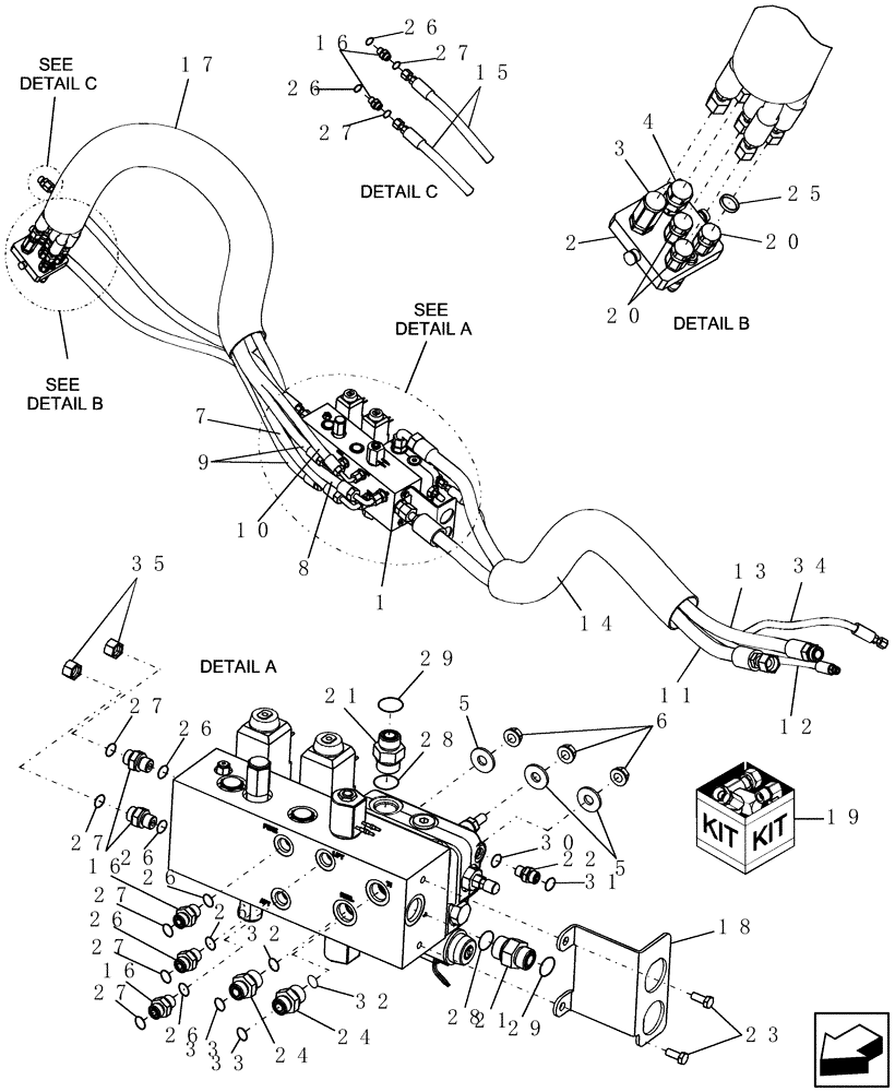 Схема запчастей Case IH 7120 - (35.480.05) - HYDRAULICS - FEEDER STACK VALVE AND MULTICOUPLER/ HEADER COUPLER (35) - HYDRAULIC SYSTEMS