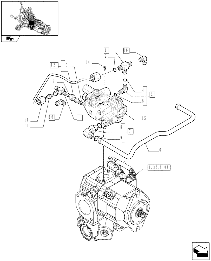 Схема запчастей Case IH PUMA 165 - (1.32.8[05A]) - HYDRAULIC PUMP - PRIORITY VALVE - D6846 (03) - TRANSMISSION