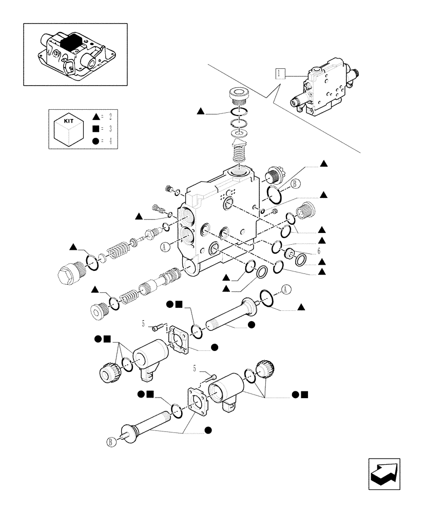 Схема запчастей Case IH MXM190 - (1.82.7/14C) - (VAR.252-718) AUXILIARY CONTROL VALVE - COMPONENT PARTS - C5504 (07) - HYDRAULIC SYSTEM