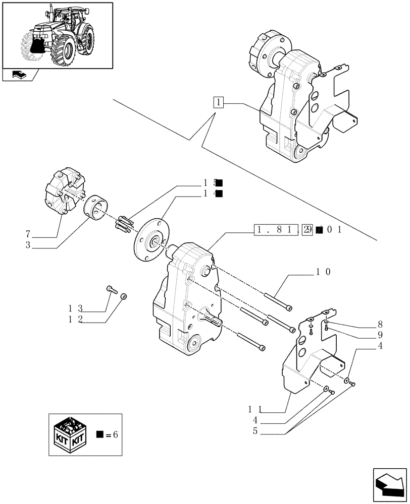 Схема запчастей Case IH PUMA 195 - (1.81.9/01E) - FRONT HPL PTO - BREAKDOWN (07) - HYDRAULIC SYSTEM