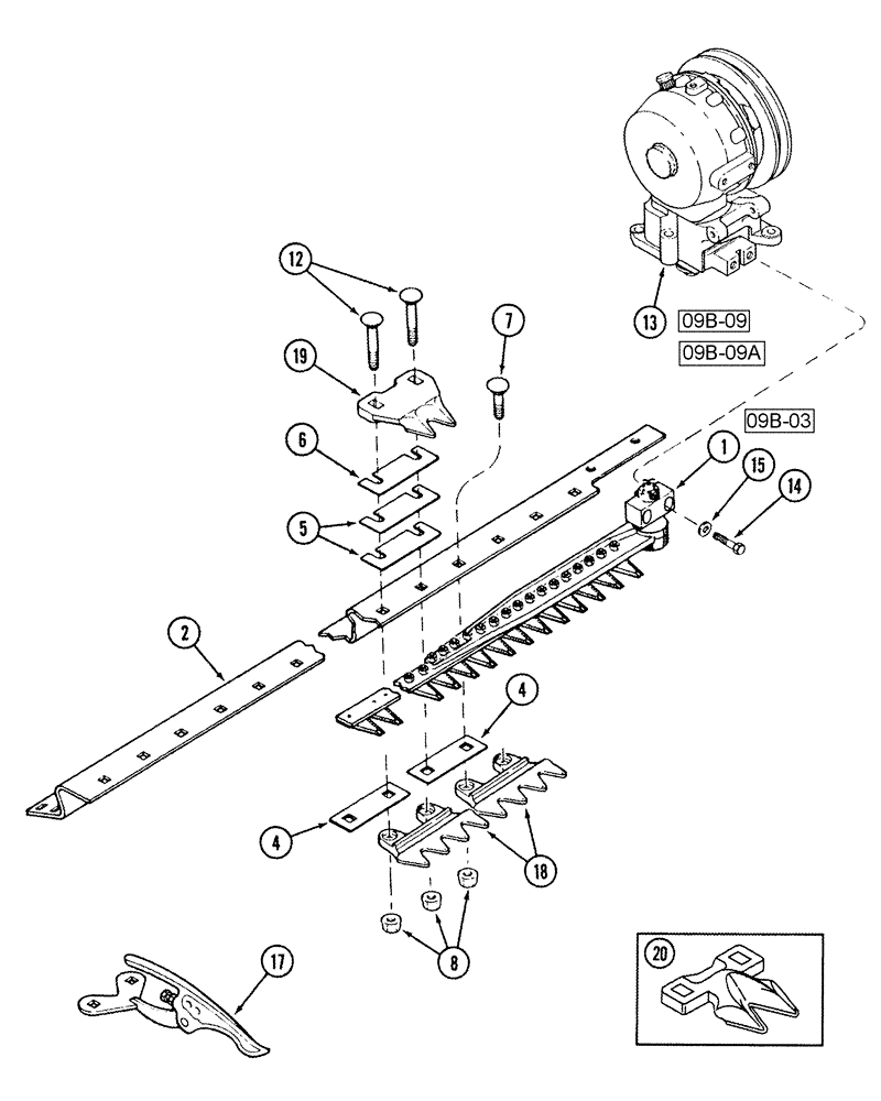 Схема запчастей Case IH 1010 - (09B-01) - KNIFE GUARDS AND CUTTER BAR 1.5 INCH KNIFE (09) - CHASSIS/ATTACHMENTS