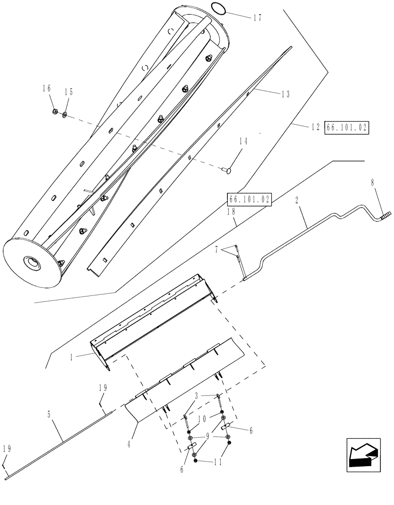 Схема запчастей Case IH 9120 - (60.101.11) - STONE TRAP AND ROLLER (60) - PRODUCT FEEDING