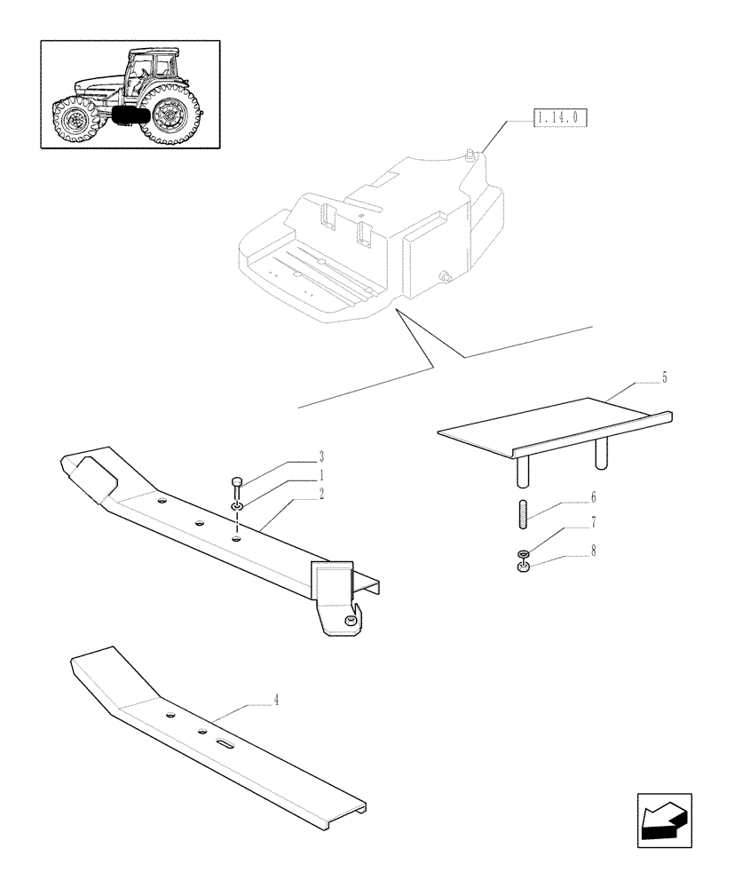 Схема запчастей Case IH MXM155 - (1.14.7[02]) - FUEL TANK SUPPORT (02) - ENGINE EQUIPMENT