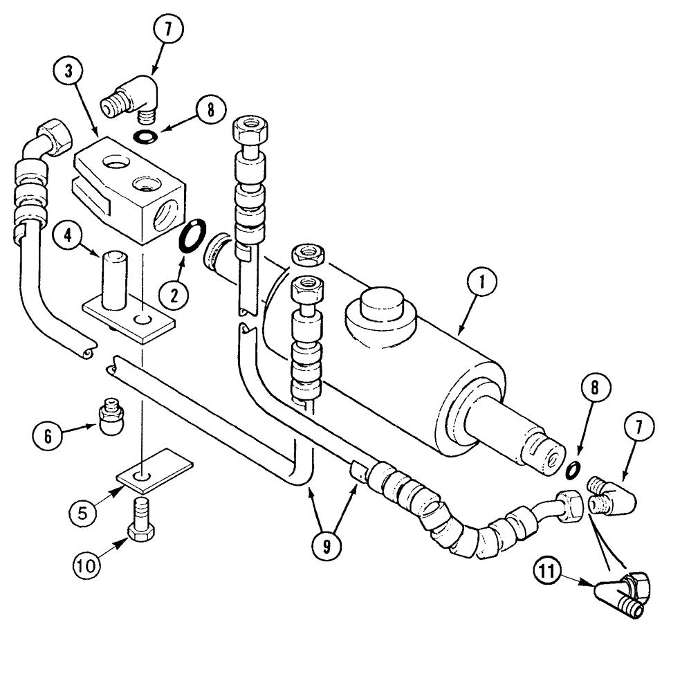 Схема запчастей Case IH CX60 - (05-04) - POWER STEERING CYLINDER AND TUBES (05) - STEERING