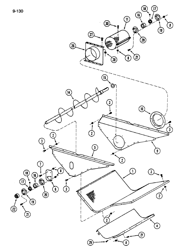 Схема запчастей Case IH 1620 - (9-130) - GRAIN AUGER TROUGH, PERFORATED (16) - GRAIN ELEVATORS & AUGERS