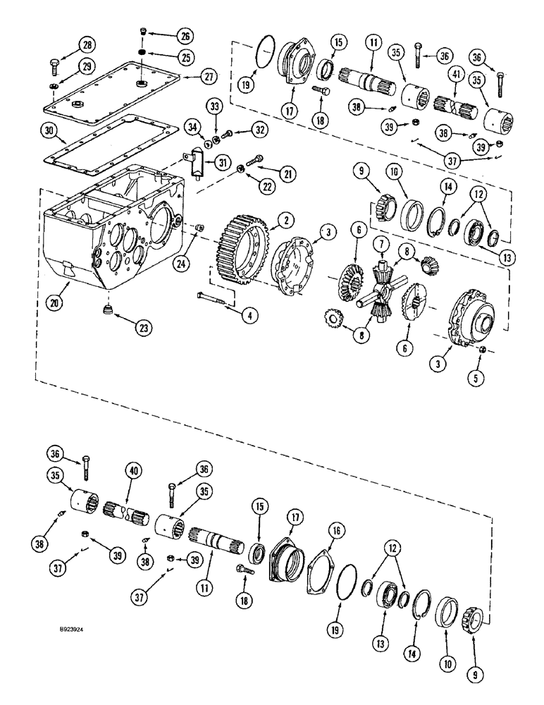 Схема запчастей Case IH 1644 - (6-36) - TRANSMISSION DIFFERENTIAL SHAFT, PRIOR TO P.I.N. JJC0098060 (03) - POWER TRAIN