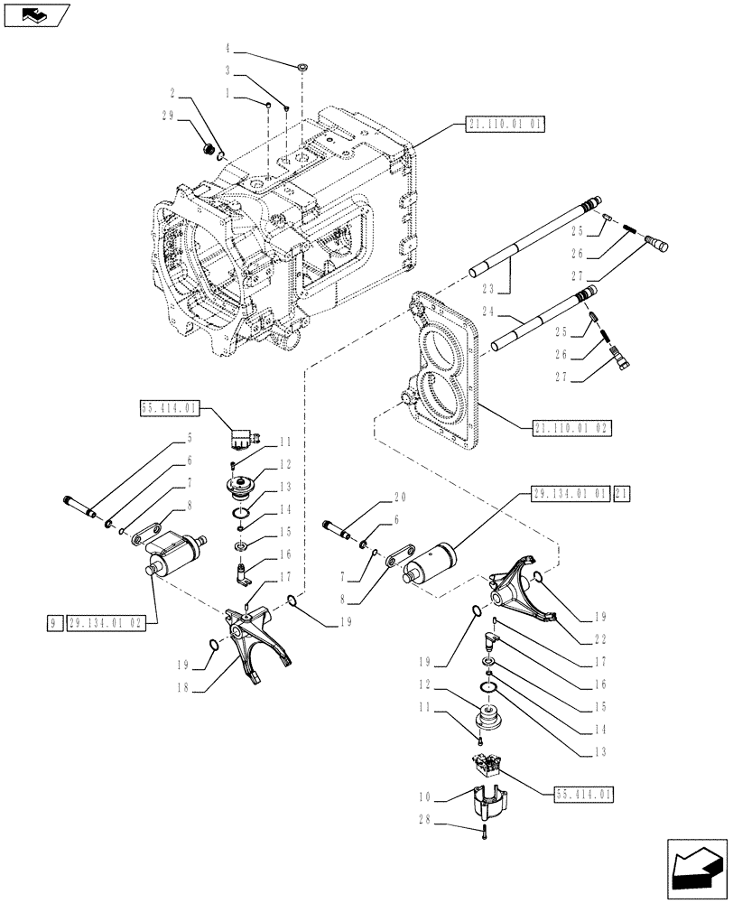 Схема запчастей Case IH PUMA 200 - (21.126.01) - TRANSMISSION - RANGE GEARSHIFT MECHANISM (21) - TRANSMISSION