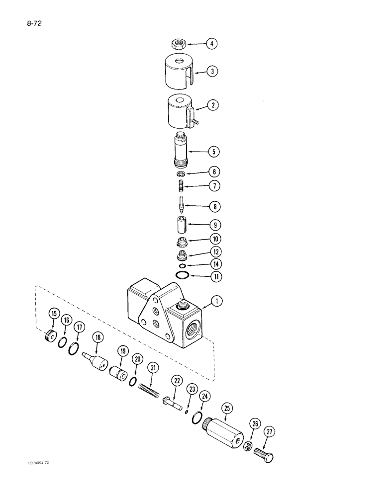 Схема запчастей Case IH 1640 - (8-072) - HEADER LOWER VALVE, P.I.N. JJC0097190 AND AFTER (07) - HYDRAULICS