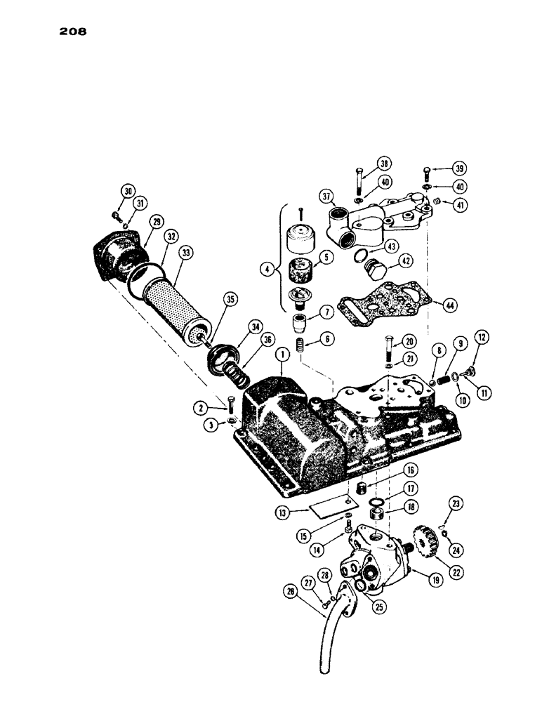 Схема запчастей Case IH 430 - (208) - HYDRAULIC PUMP AND ADAPTER, STANDARD CLUTCH (08) - HYDRAULICS