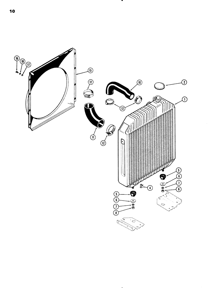 Схема запчастей Case IH 1090 - (010) - RADIATOR, (451B) DIESEL ENGINE (02) - ENGINE