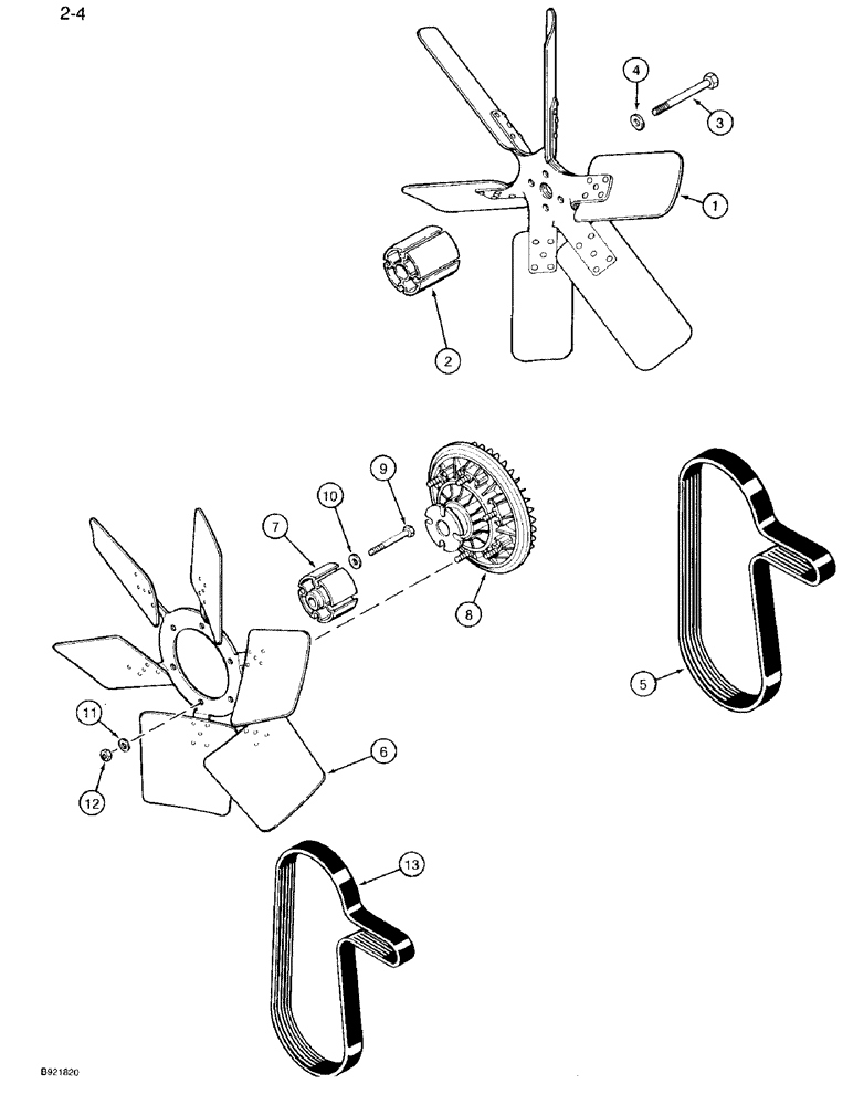 Схема запчастей Case IH 7120 - (2-04) - RADIATOR FAN AND MOUNTING PARTS (02) - ENGINE