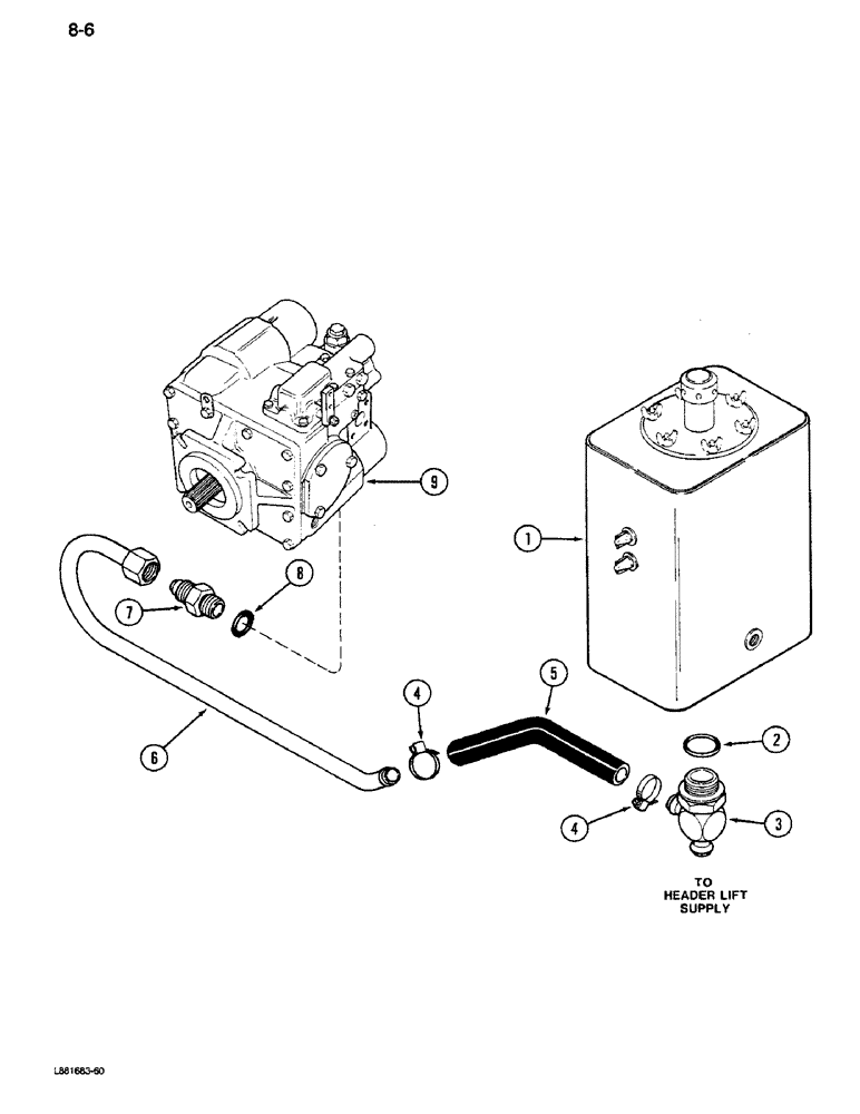 Схема запчастей Case IH 1640 - (8-06) - HYDROSTATIC PUMP SYSTEM, RESERVOIR TO PUMP (07) - HYDRAULICS